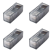 4X Underwear Bra Socks Organizer Storage, Washable Foldable Drawer Clothes Organizer (Gray-11 Grids)