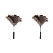 2X Extendable Ostrich Feathers Duster  to 17-45inches Feathers Long Handle Reusable for Cleaning Ceiling Fan