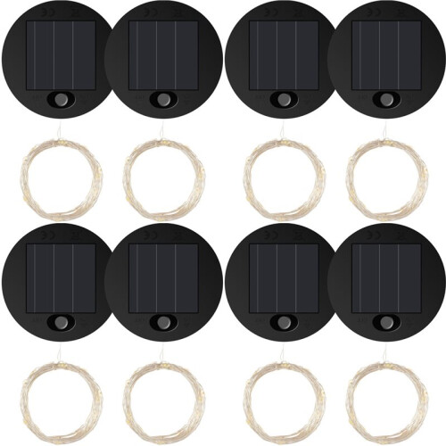 8Pcs Solar Light Replacement Top LED Solar Panel Lantern Lid for Outdoor Hanging Lanterns IP65 Waterproof