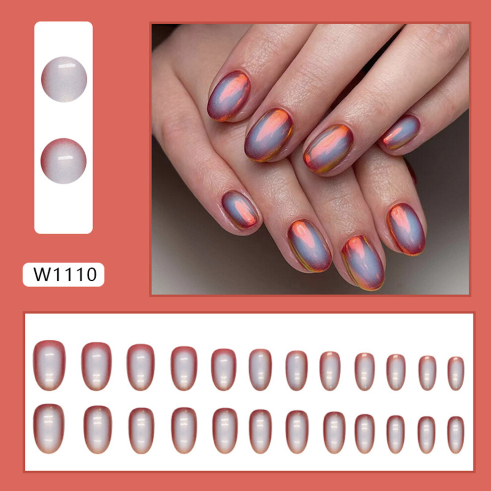 Dachuang Beauty (Jelly Glue Model) Lasting Aurora Short False Nails - 50 Char