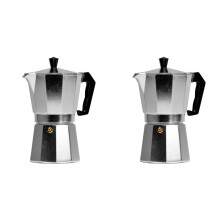 2X Italian Aluminum Moka Pot European Coffee Equipment Octagon Moka Coffee Pot 1 Cup (50Ml)