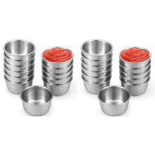 24 Pcs Stainless Steel Sauce Dipping Bowls Set, 45ml Reusable Seasoning Cups for Condiments, Snacks, Appetizers