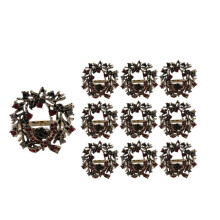 60Pcs Christmas Wreath Napkin Rings Metal Napkin Buckle Napkin Holder Napkin Circle Hotel Dinner Table Decoration