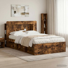 vidaXL Headboard Cabinet with Storage Smoked Oak Engineered Wood