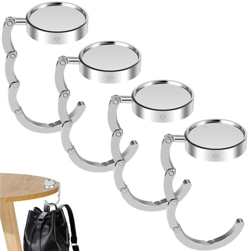 8Pcs Portable Folding Bag Hanger, Practical Folding Bag Hook,Alloy Handbag Table Hook, Multipurpose Purse Key Holder 1
