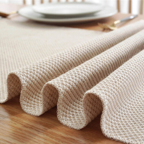2X Farmhouse Table Runner, Vintage Rustic Table Runner, Cotton Braided Coffee Table Runner, Beige Woven Table Runner 1