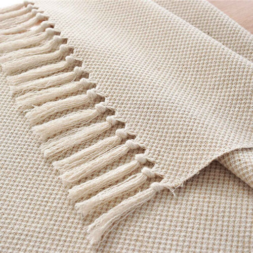 2X Farmhouse Table Runner, Vintage Rustic Table Runner, Cotton Braided Coffee Table Runner, Beige Woven Table Runner 2
