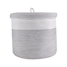 Cotton Rope Woven Laundry Basket with Lid Kids Plush Toys Storage Organizer Dirty Clothes Basket Sundries Storage