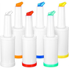 6-Piece Professional Bar Juice Pour Bottles Set - 0.9 Quart Juice Pourers for Bartending, Store and Pour Containers