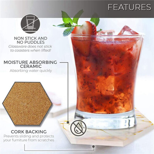 32 PC Coasters for Drinks Absorbent with Holder Marble Design Ceramic Coaster Set Super Absorbent Hot and Cold Drink 1