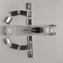 2X Handheld Paper Clip Dispenser, Portable Fast Paper Clipper with 100 Reusable Silver Metal Clips for Desktop Document