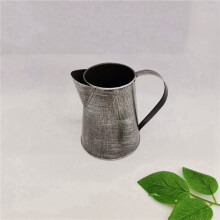 3X Metallvase, Dekorativer Shabby-Krug, Blumenhalter, Metallvase mit Griff für Haus, Garten, Blumentopf, Antikes Silber