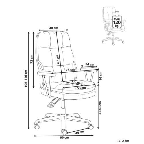 Beliani Office Chair MELOCUSH Fabric Off-White 2