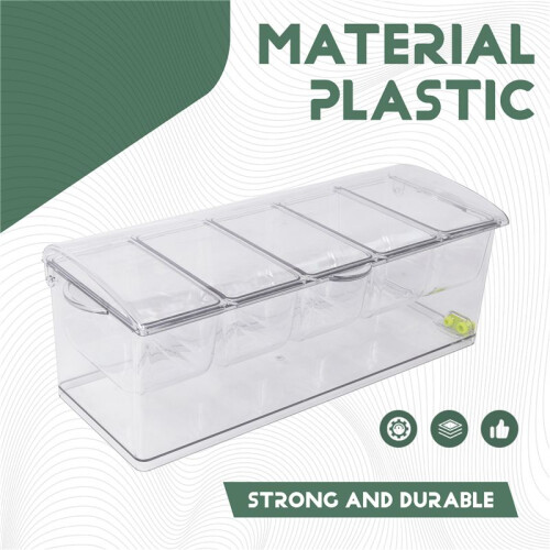 Fruit Vegetable Spice Container with Lid, Plastic Ingredient Container, Ingredient Box, 5 Compartments, Side Container 2