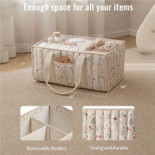 2X Panier à Couches Fleuri, Organisateur Élégant pour Chambre de Bébé, Cadeau de Naissance, Indispensables pour Nouveau-Né, Beige Fleuri