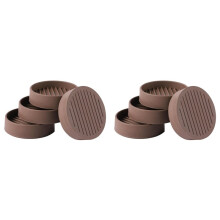 8Pcs Round Rubber Furniture Caster Cups, Anti-Sliding Furniture Pads Bed Stopper Floor Protectors Brown