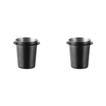 2X Copo Doseador de Café Preto 58mm, Copo de Café em Aço Inoxidável, Copo de Transporte, Coletor Universal de Pó em Aço Inoxidável