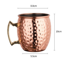 2X Moscow Mule Cup Tasse à Cocktail en Acier Inoxydable Tasse à Bière Cuivre Placage Marteau Pointe