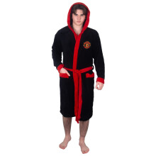 Manchester United FC Official Gift Mens Fleece Dressing Gown Robe Black XXL
