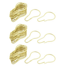 60 Pieces Gold Tone Calabash Design Shower Curtain Rings Hooks Metal Bathroom