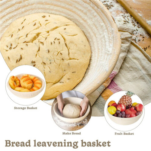 2X Round Sourdough Proofing Basket Set Bread Making Basket Bread Proofing Basket Set, Sourdough Baking Supplies 2