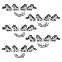 20 Pack 1 Inch Low Profile Casters Wheels Soft Rubber Swivel Caster with 360 Degree Plate (10 with Brakes & 10 Without)