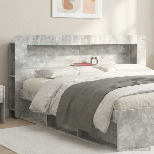 VidaXL vidaXL Headboard Cabinet with Storage Concrete Grey Engineered Wood