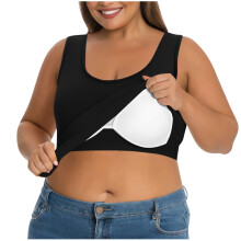 Sleeveless U Neck Tank Top for Women with Built in-Black 5XL