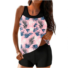 Modest Tankini Swimsuits for Women Two Piece Bathing-Gold S