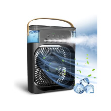 Klack Portable Air Conditioner Refrigerator Fan 4 in 1 - Fan, Humidifier, Aromatherapy and Colorful LED Light (Black)