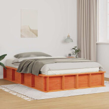 vidaXL Bed Frame Wax Brown 135 x 190 cm Solid Pine Wood