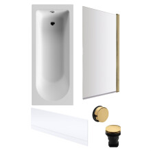 Round Single Ended 1700x700 Bath Set - Front Bath Panel & Brushed Brass Screen & Brushed Brass Waste
