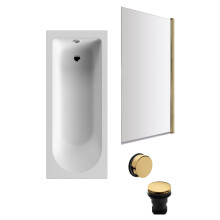 Round Single Ended 1700x700 Bath Set - Front Bath Panel & Brushed Brass Screen & Brushed Brass Waste