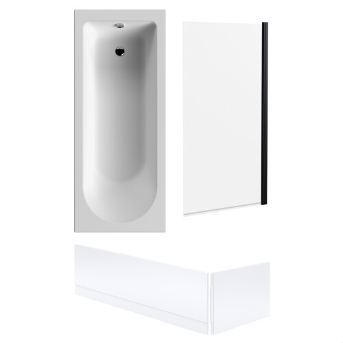 Balterley Round Single Ended 1700x700 Bath Set - Front & End Panels & Black Screen