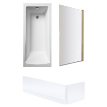 Square Single Ended 1700x700 with Panles & Leg Set, Brushed Brass Screen