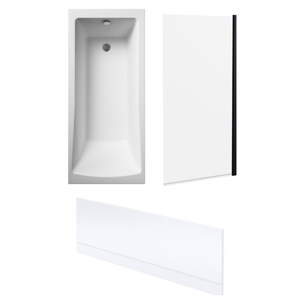 Square Single Ended 1700X700 With Leg Set & Black Screen & Front Bath Panel