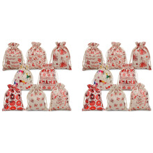 32 Stücke Weihnachten Kordelzug Geschenk Taschen Sackleinen, Geschenk Beutel Goody Taschen für SüßIgkeiten Wrapper Geschenk Weihnachts Feier Favor