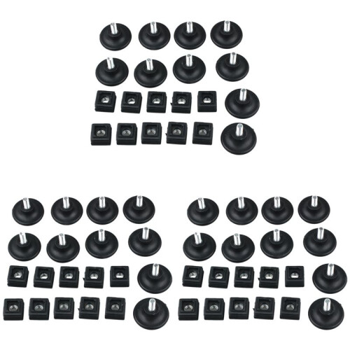 30 Sets 45mm Base Dia Adjustable Leveling Foot 25mmx25mm Square Tube Insert Kit