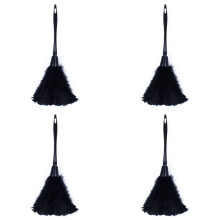4Pc Fashion Turkey Feather Duster with Black Plastic Handle Cleaning Tool(Black)35cm