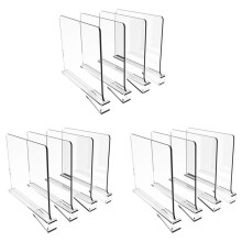 12 Pack Shelf Dividers for Closet Organization,Clear Wood Shelves Dividers for Kitchen Cabinets,Clothes Organizer