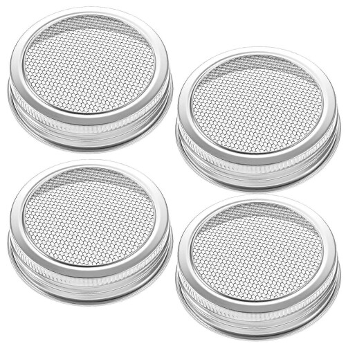 4 Pack Mason Jar Sprouting Lids Stainless Steel Rustproof Mesh Strainer for Seeds and Microgreens