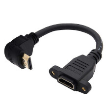 HDMI-compatible 2.0v 4K*2K Angle 90 Degree Male to Female Extension Cable panel mount with screw hole For PSP HDTV