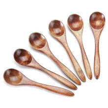 Small Wooden Spoons, 6Pcs Wooden Teaspoon for Cooking Small Condiments Spoon, Wooden Honey Spoon for Daily Use