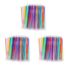 900Pcs 10.2 Inch Colorful Plastic Drinking Straws, Individually Packaged Disposable Extra Long Flexible Straws