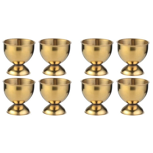 8X Egg Cups Set Stainless Steel Eggs Hard Boiled Eggs and Soft Tray Tool Holders Kitchen, Gold