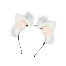 Fausse fourrure oreilles d'animaux casque Costume chapeaux-Blanc