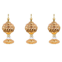3X Incense Burner Incense Bakhoor Charcoal Incense Burner Metal Arab Censer Desktop Decor for Incense Sticks Cones