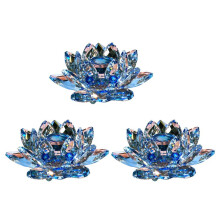 3X E Crystal Lotus Flower Figurine Valentine Wedding Decor Glass Collection Paperweight Table Ornaments