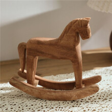 3X Vintage Carved Wood Rocking Horse Animals Decorated with Wood Carved Horse Figurines for Home Decoration
