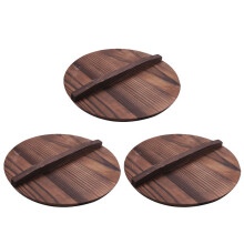 3X Cozinha Tampa de Panela de Madeira Multifuncional Alça Tampa de Panela Ecológica Anti-Escaldante Tampas de Panela de Madeira para Assar 26 cm